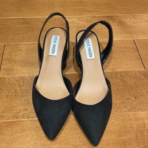 Steve Madden sling back, black block heels. Size 8